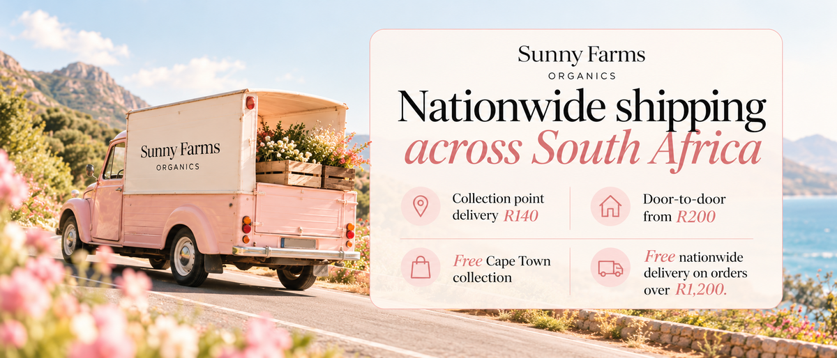 Nationwide shipping across South Africa: collection point R140, door-to-door from R200, free Cape Town collection and free nationwide delivery on orders over R1,200.